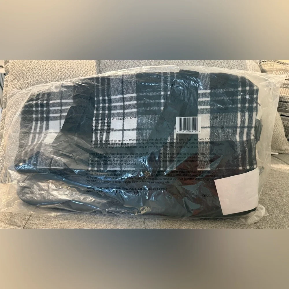 DSW Black and White Plaid Weekender Bag